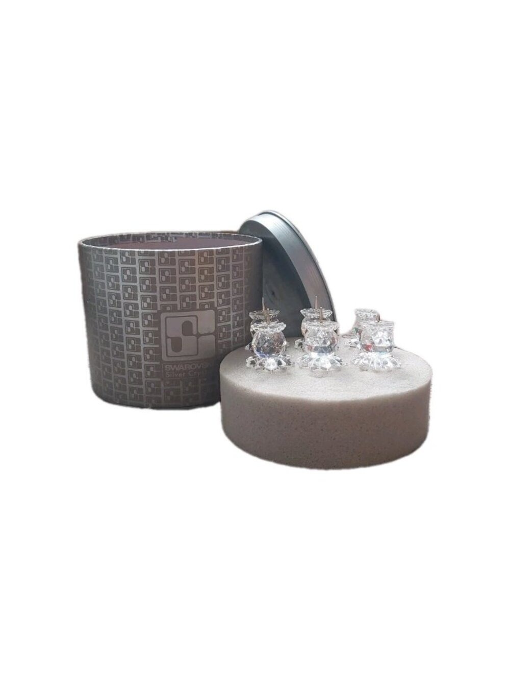 Swarovski Crystal Pineapple Pin Candle Holder Place Card Set of 6 Vintage Box